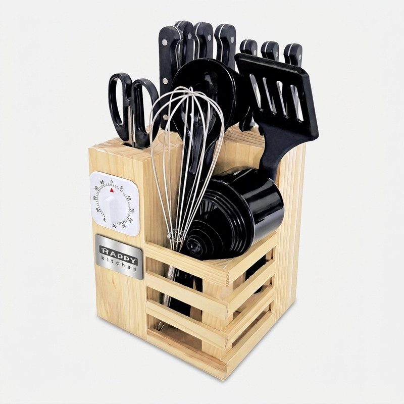 محصول نمونه تستی سرویس ابزار آشپزی 23 پارچه هپی کیچن مدل Stone Knife 23